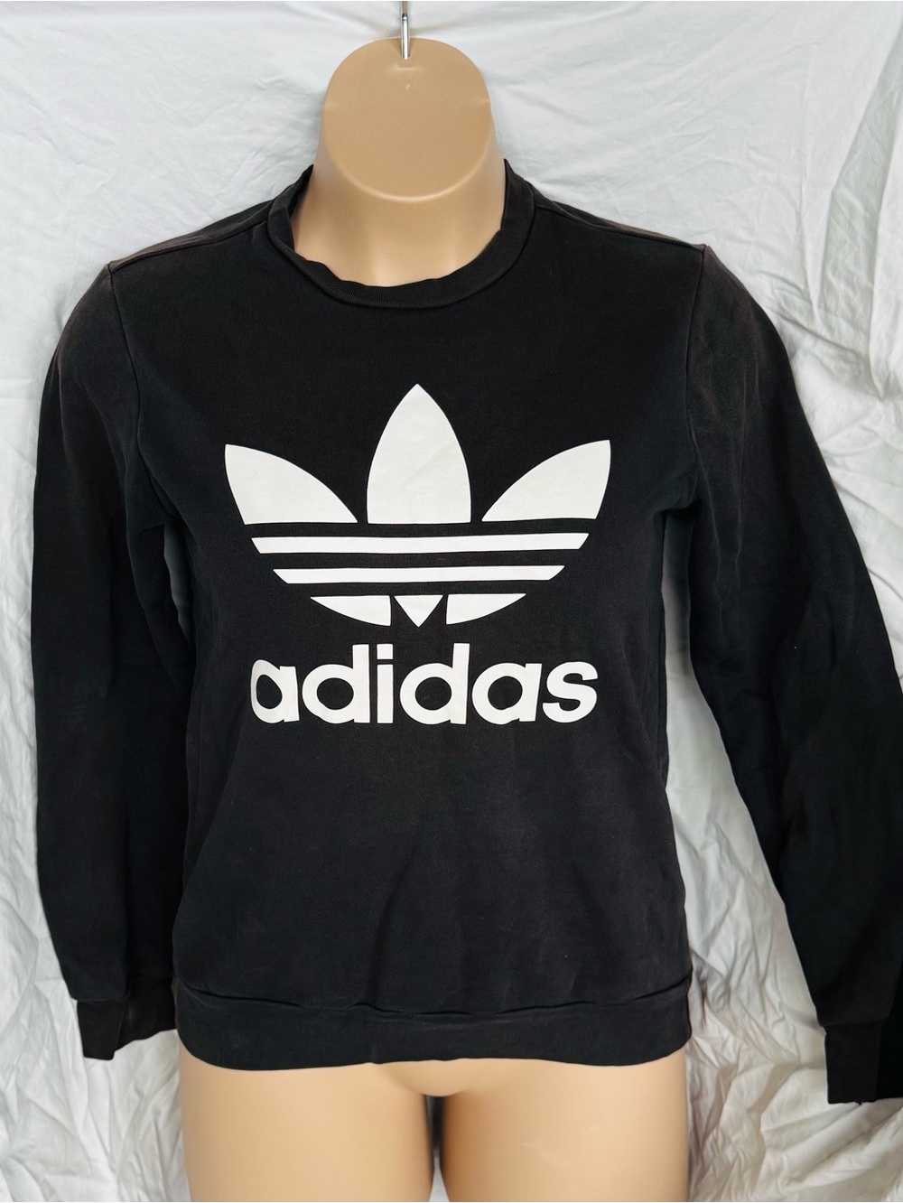 adidas Youth Black Trefoil Logo Crewneck Sweatshirt
